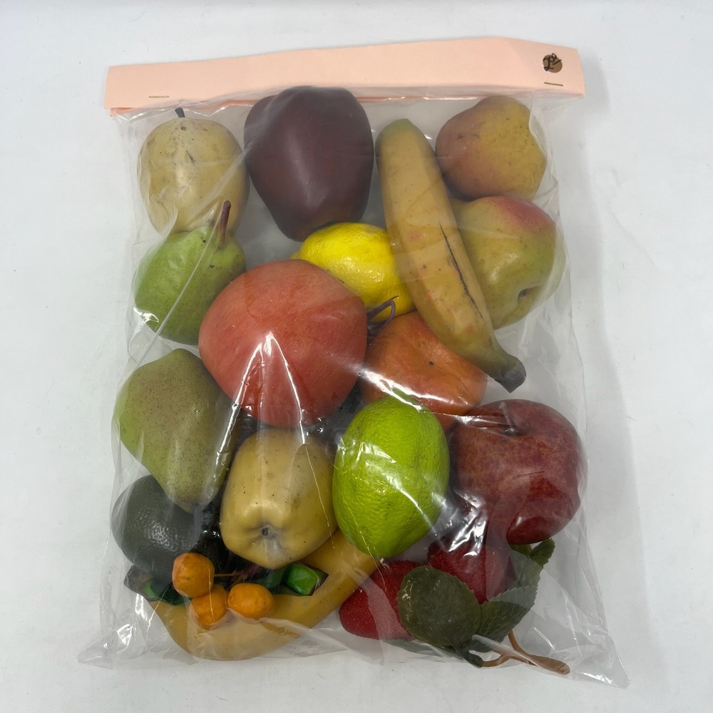 Vintage Faux Fruit Lot Apple Pear Banana Lemon Lime Strawberry Kitchen Decor
